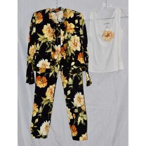 St. John Sport by Marie Gray Marigold Floral Ruffle Blazer 3pc Suit Small NEW!!